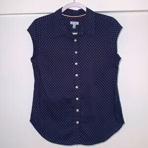 Susina navy blue polka dot blouse